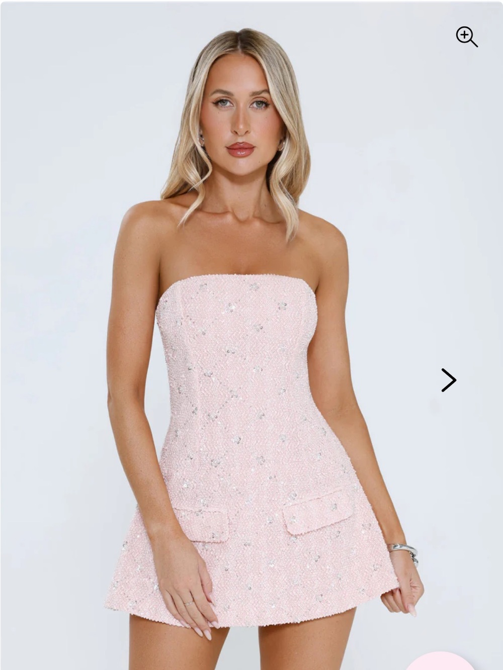 ROSE GLOW STRAPLESS MINI DRESS PINK
